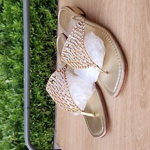 K. JACQUES ST. TROPEZ CRYSTALS LEATHER SANDAL WOMEN'S EU 38 US 8